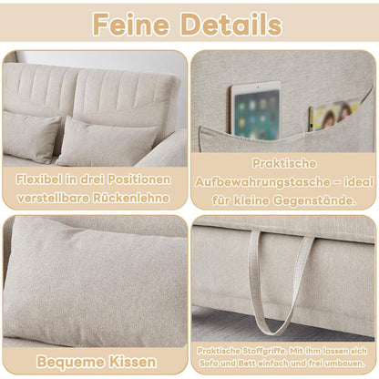 Schlafcouch Zweisitzer mit Bettkasten, Beige
