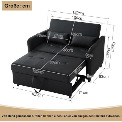 Klappsofa mit Bettkasten & Verstellbarer Rückenlehne Schwarz