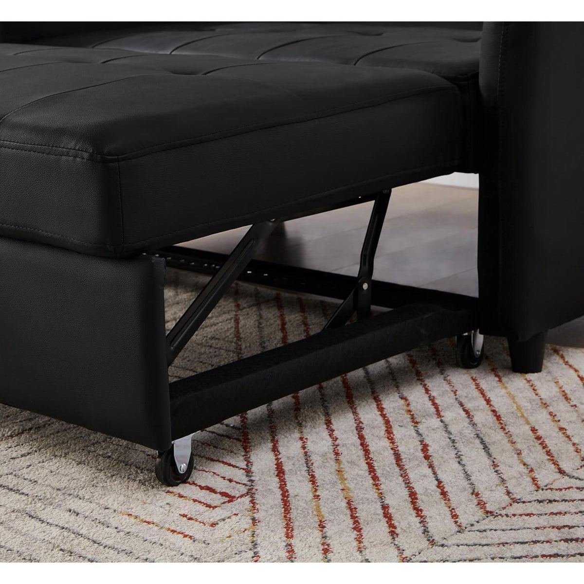 Klappsofa mit Bettkasten & Verstellbarer Rückenlehne Schwarz