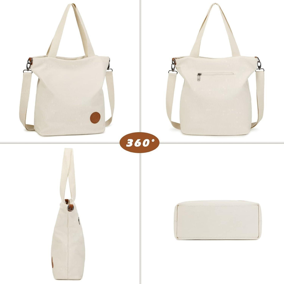 Damen Canvas Handtasche mit Leopard Muster, Groß & Multifunktional