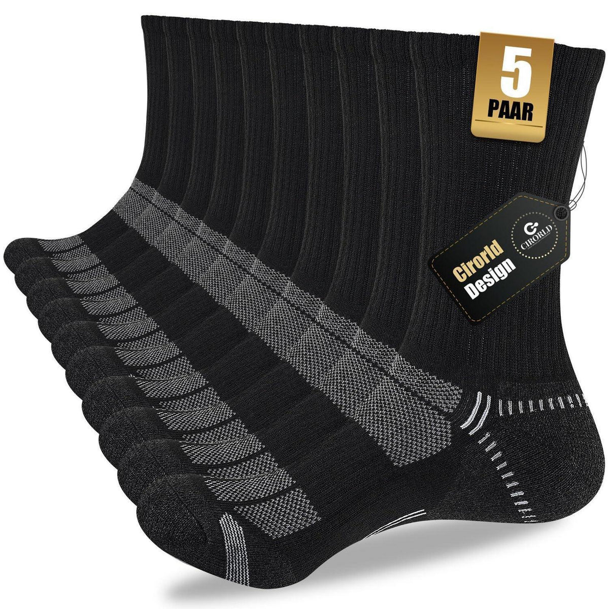 Herren Socken 5er Pack – Gepolstert, Atmungsaktiv & Vielseitig
