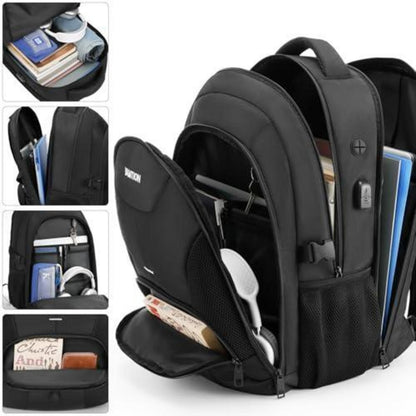 Laptop Rucksack Schwarz Groß – Wasserdichter TSA-freundlicher Schulrucksack