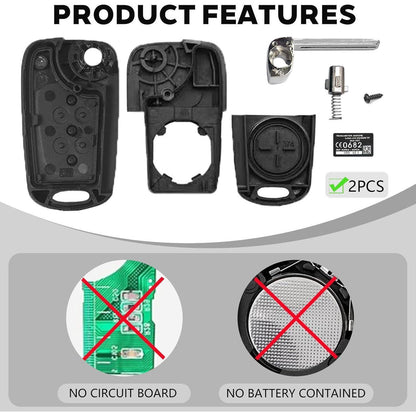 2x Schlüsselgehäuse für Hyundai/Kia 3-Tasten Klappschlüssel