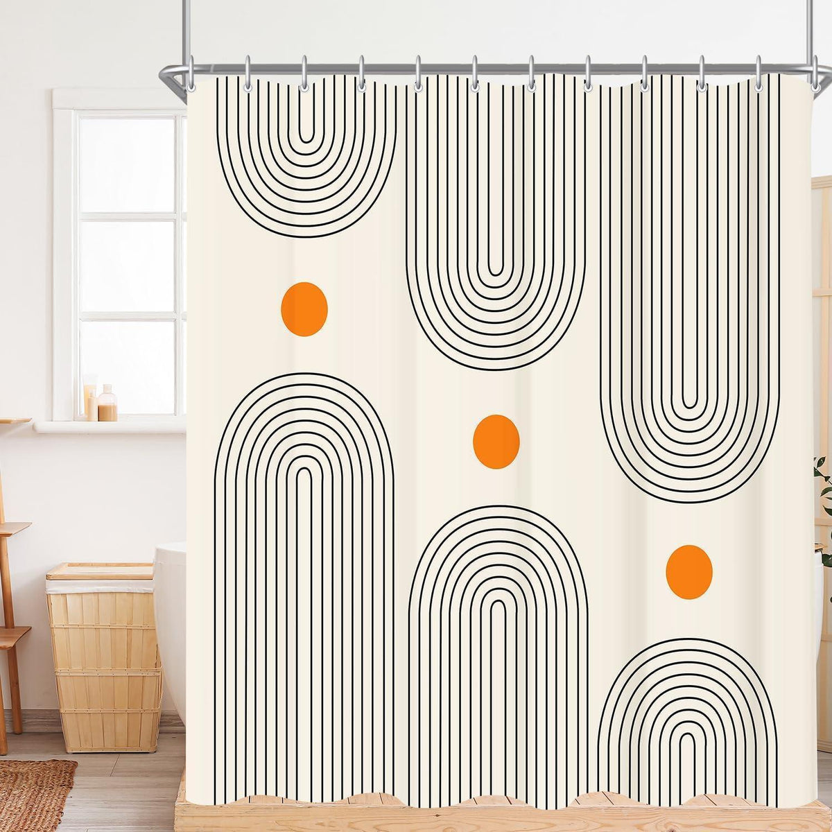 Duschvorhang Geometrische Kurve 180x160cm mit Haken