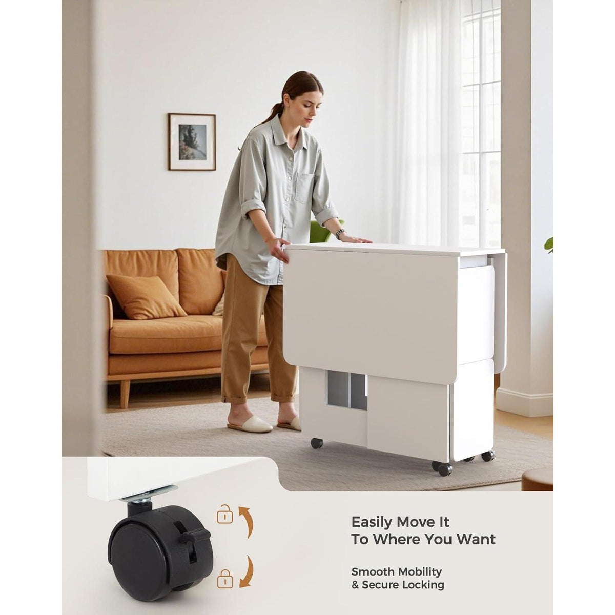 Klappbarer Esstisch Set mit 4 Stühlen – Weiß, 120x80cm