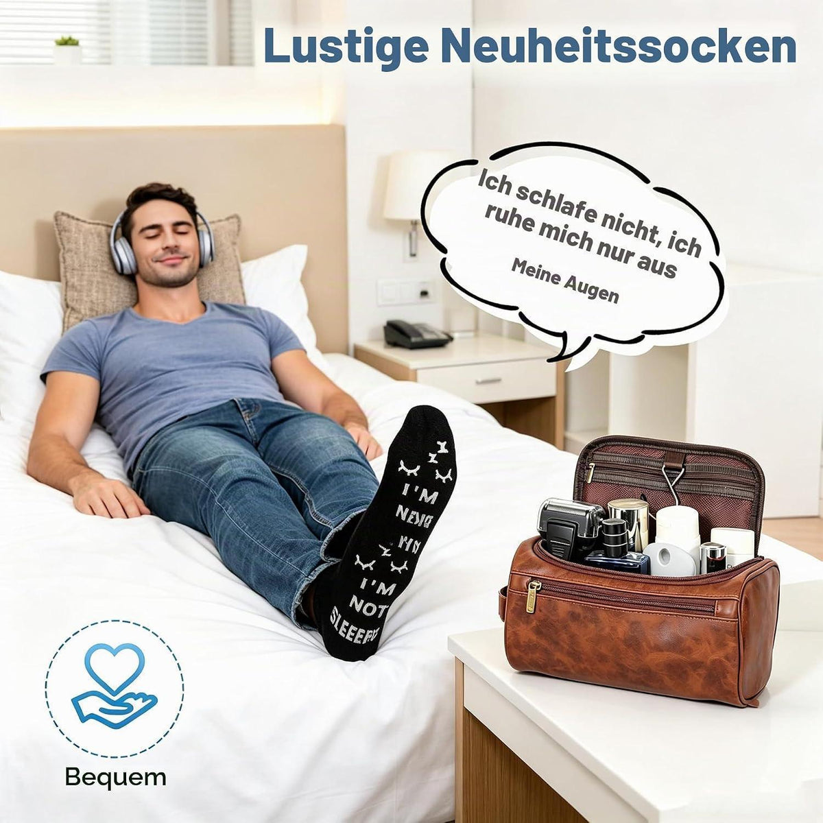 Herren Geschenksset: Geldbörse, Armband, Socken & Kulturbeutel