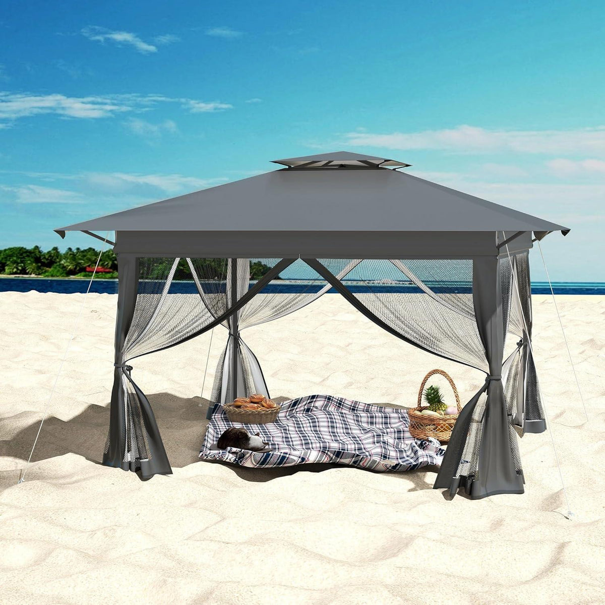 4x4 Pop-up Pavillon mit Moskitonetz & Doppeldach
