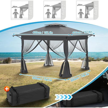 4x4 Pop-up Pavillon mit Moskitonetz & Doppeldach