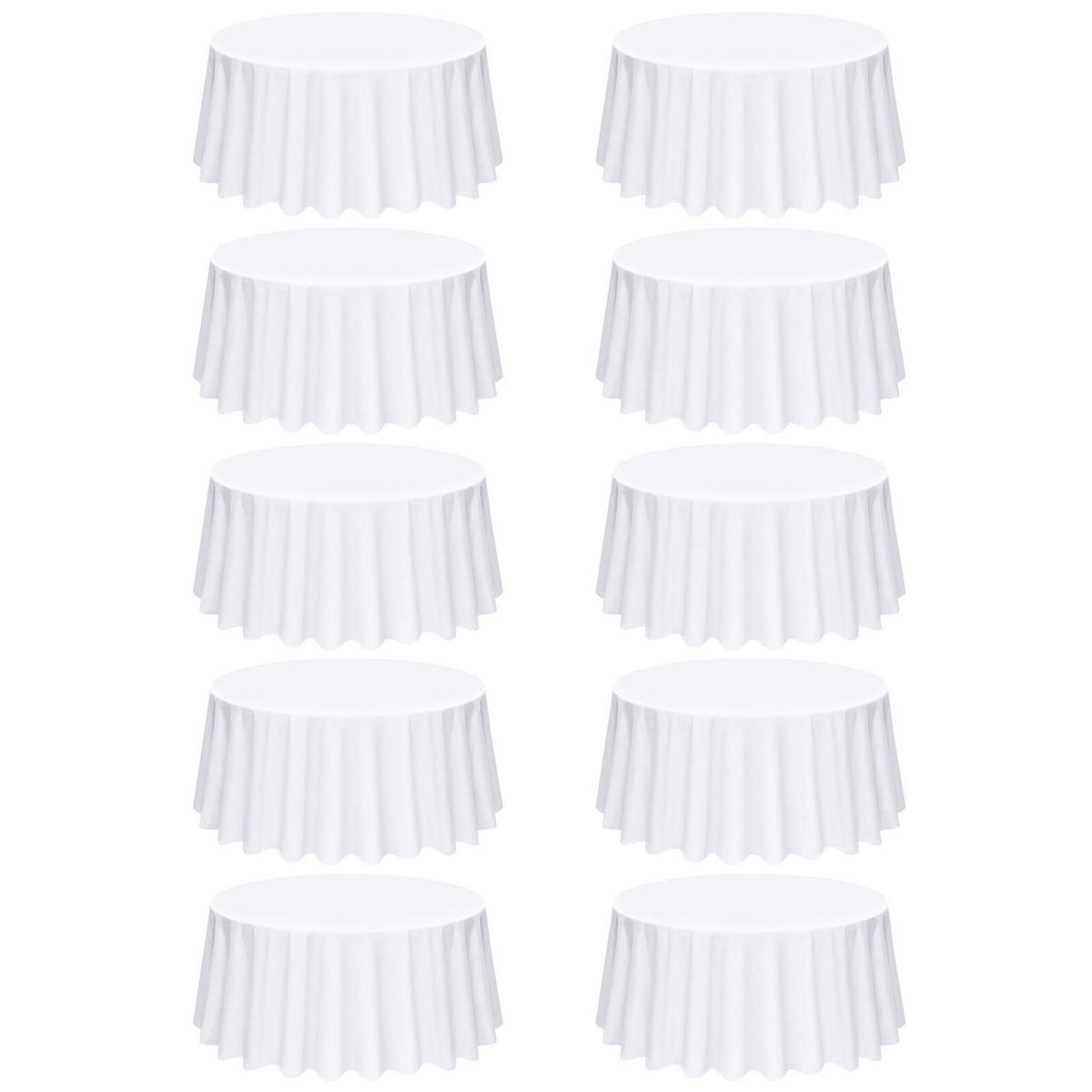 10er Pack Runde Tischdecke Weiß 90 Zoll Polyester