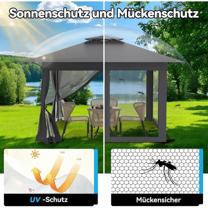 Faltbarer Gartenpavillon 4x4m mit EIN-Klick-Aufbau