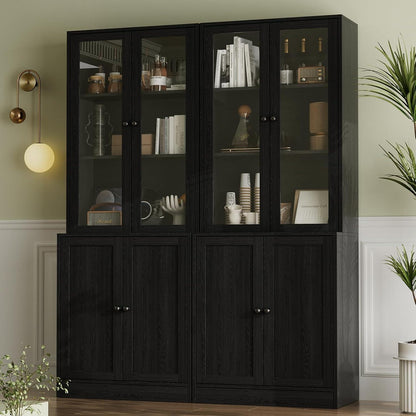 Großer TV-Schrank mit Bücherregalen & Glastüren (280cm)