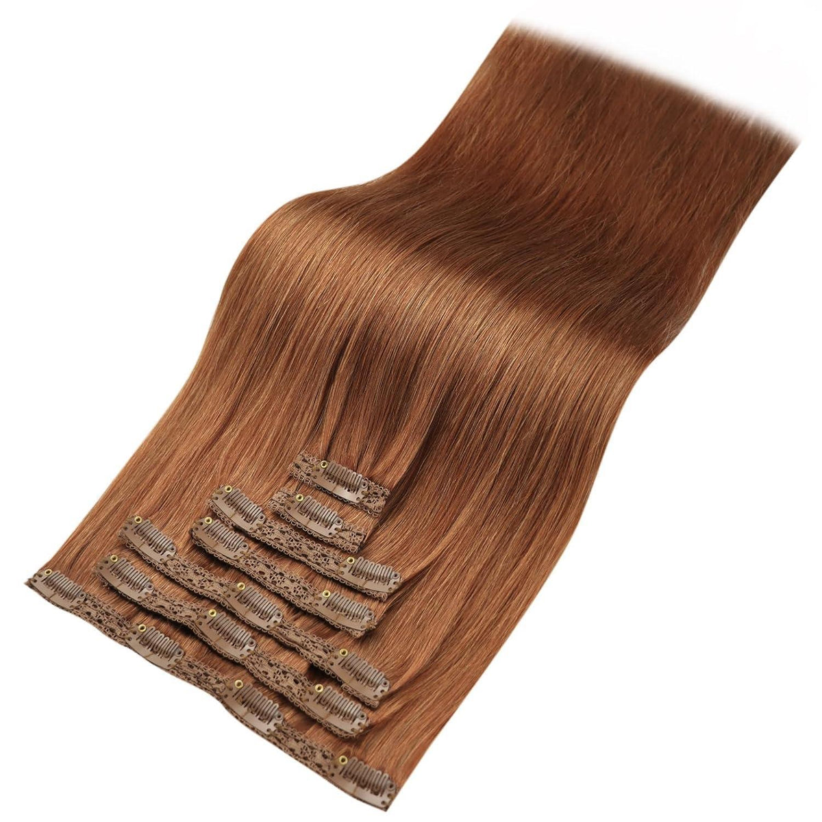 Rotbraune Echthaar Clip-in Extensions 60cm – Volumenspendend & Stylingfähig