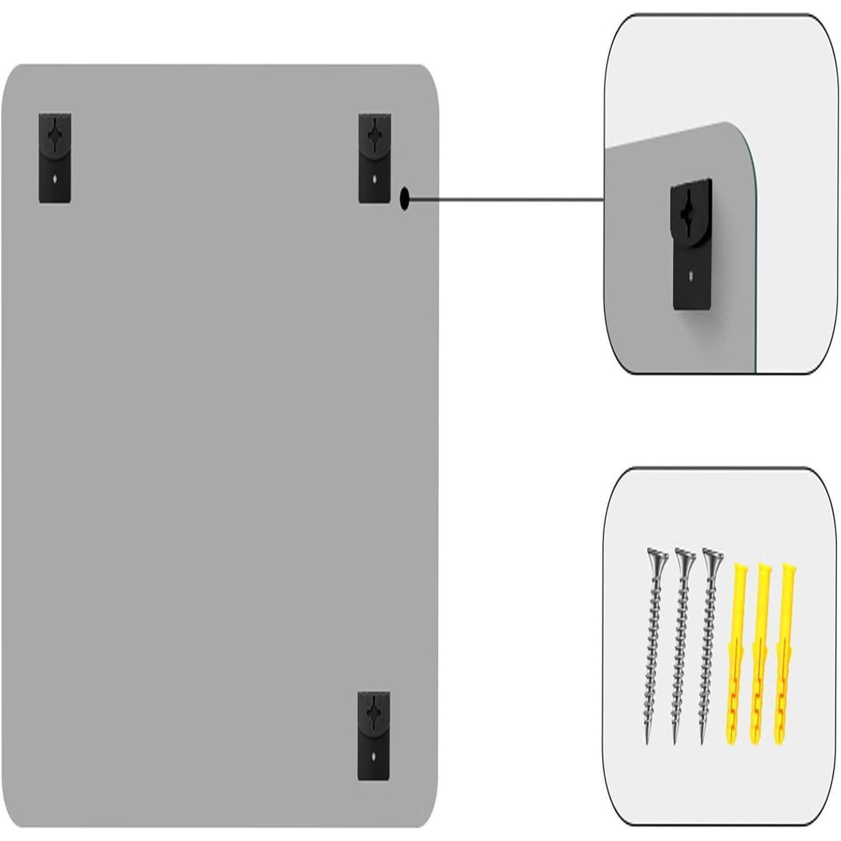 Rahmenloser Wandspiegel 120x60 cm – Rechteckig mit abgerundeten Ecken