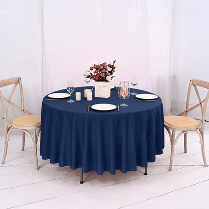 10er-Pack Navy Blau Runde Tischdecke 90 Zoll – Fleckenfest & Elegant