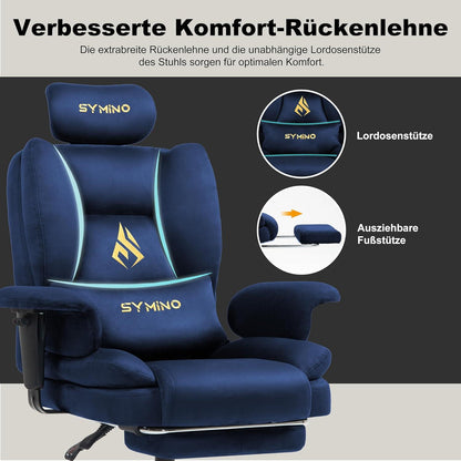 Symino Gaming Stuhl Bürostuhl Wildlederimitat Ergonomisch 130kg höhenverstellbar