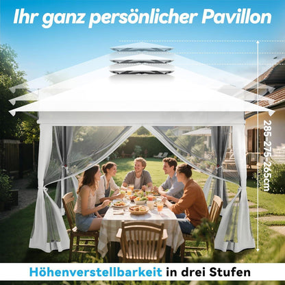 Faltbarer Gartenpavillon 4x4m mit EIN-Klick-Aufbau
