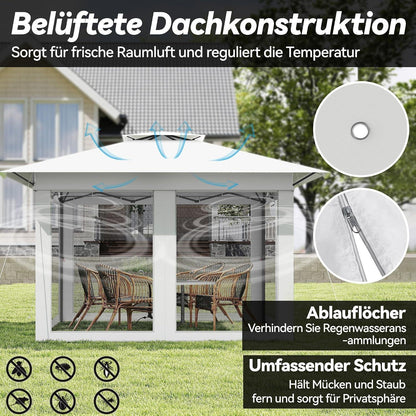 Faltbarer Gartenpavillon 4x4m mit EIN-Klick-Aufbau