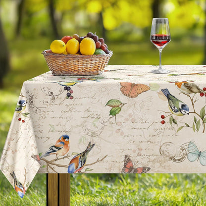 Frühling Landhaus Tischdecke Rechteckig Vogelmuster 152x213 cm