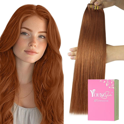 Clip-in Echthaarverlängerung rotbraun, 45 cm, 120g