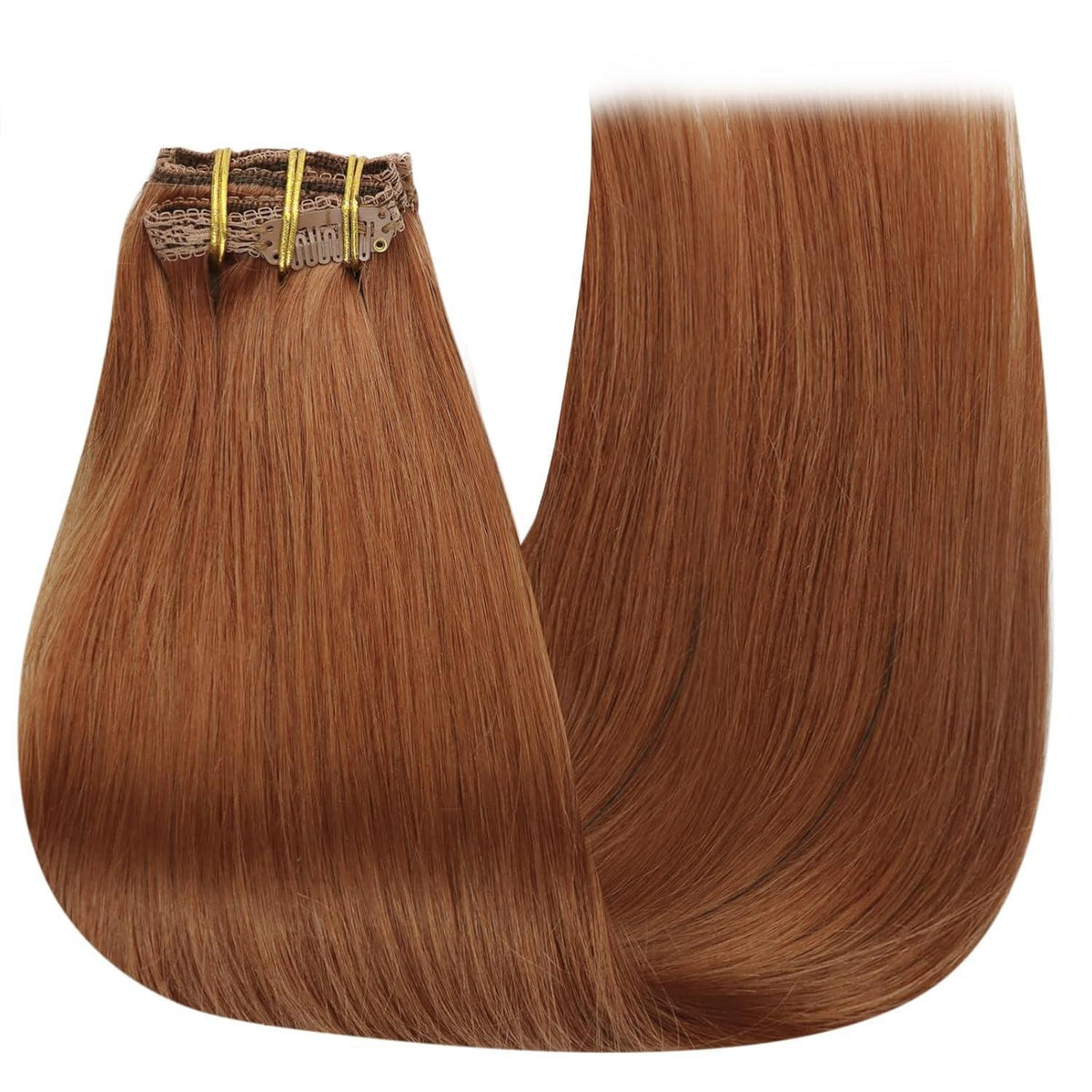 Clip-in Echthaarverlängerung rotbraun, 45 cm, 120g