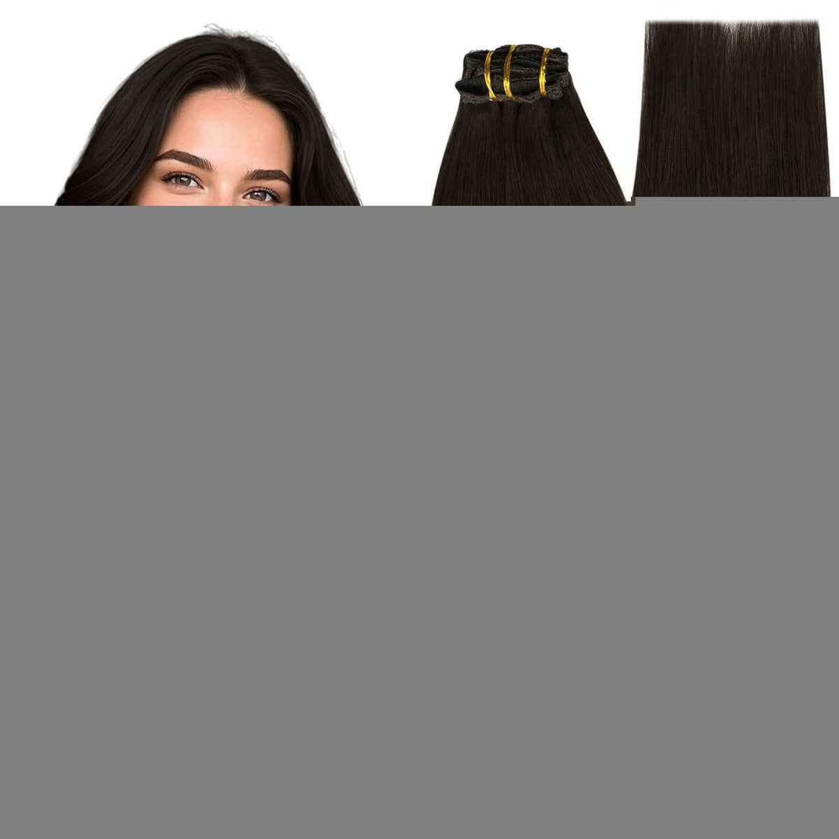 Clip-in Echthaarverlängerung Dunkelbraun 55 cm