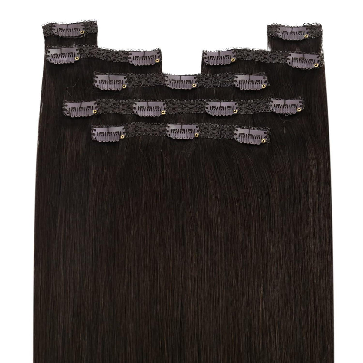 Clip-in Echthaarverlängerung Dunkelbraun 55 cm