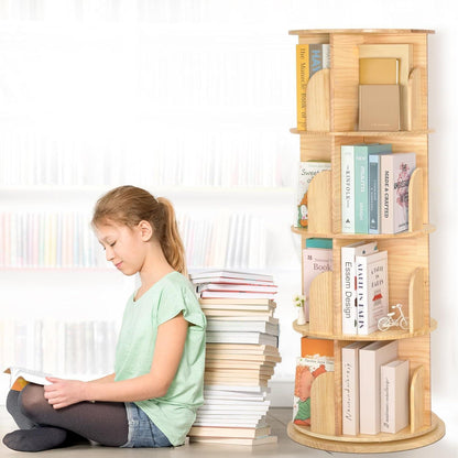 Drehbares Bücherregal aus Massivholz – 4 Etagen, 360° drehbar