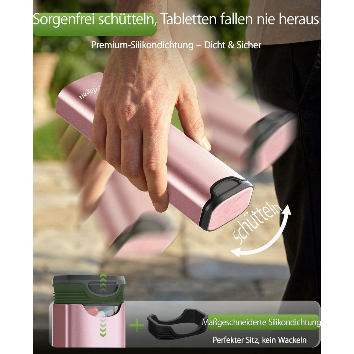 Tablettenbox 7 Tage - Metall Pillendose mit Deckel Rosa