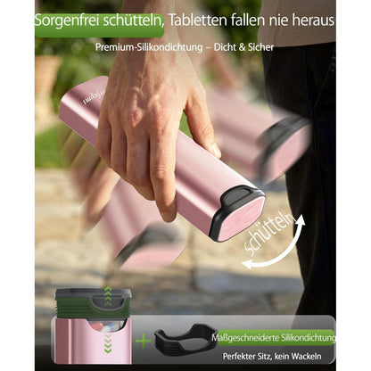 Tablettenbox 7 Tage - Metall Pillendose mit Deckel Rosa
