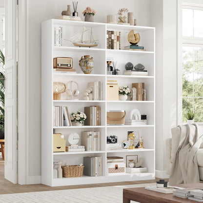 Bücherregal 12 Fächer – Weißes Standregal für Wohnzimmer & Büro