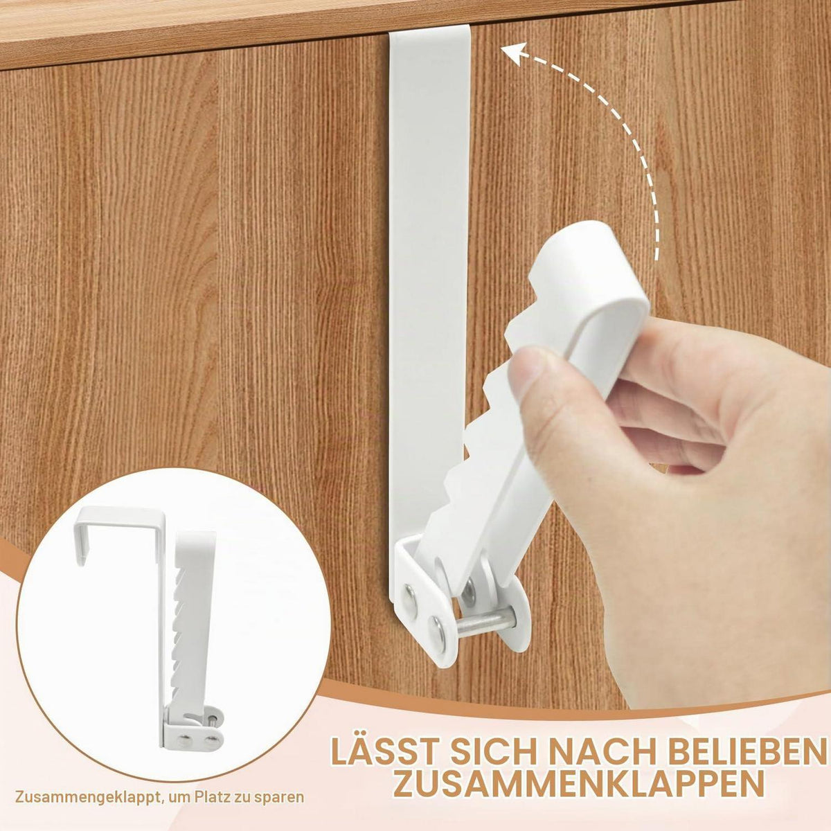 Klappbarer Türhaken ohne Bohren – Rutschfester Kleiderhaken