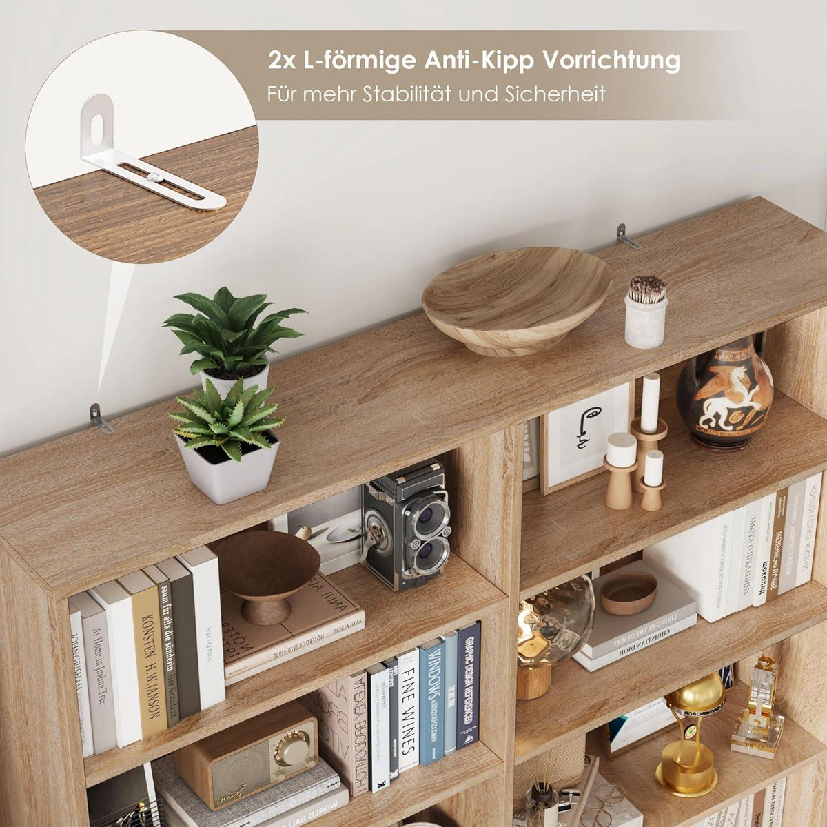 Bücherregal 12 Fächer Eiche – Standregal für Wohnzimmer & Büro