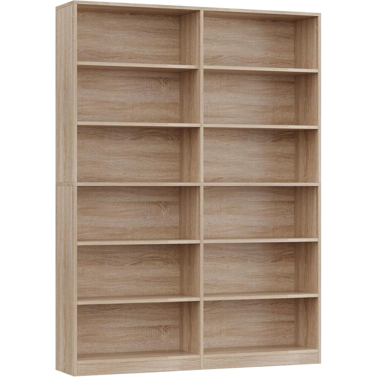 Bücherregal 12 Fächer Eiche – Standregal für Wohnzimmer & Büro