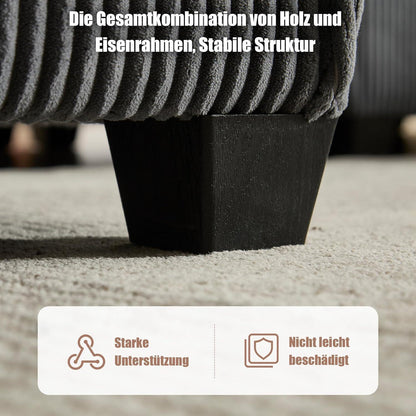 Flexibles 6-Sitzer Sofa (308cm) Grau, Cordstoff & Schlafsofa