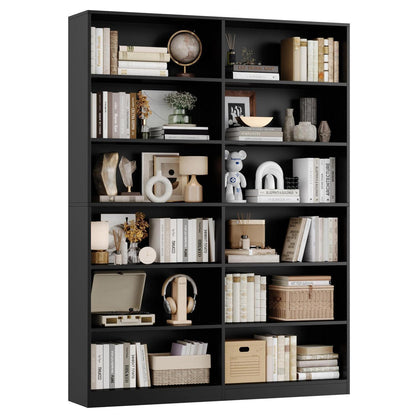 Bücherregal 12 Fächer – Standregal Schwarz für Wohnzimmer & Büro