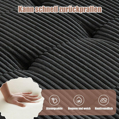 Flexibles 6-Sitzer Sofa Schwarz, Cordstoff, U-/L-Form & Schlafsofa