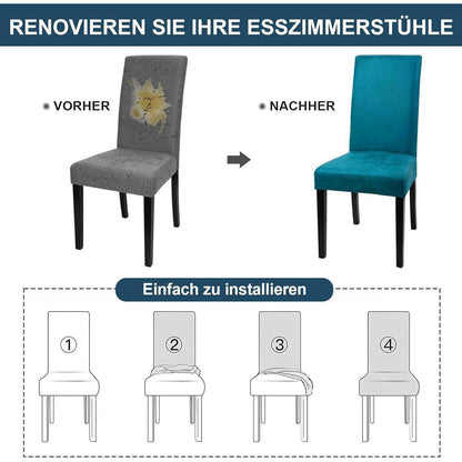 Stretch Stuhlhussen 6er Set – Pfauenblau | Elastisch & Abnehmbar