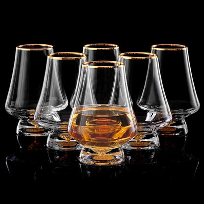 Kristall Whisky Gläser 6er Set mit 24K Goldflocken