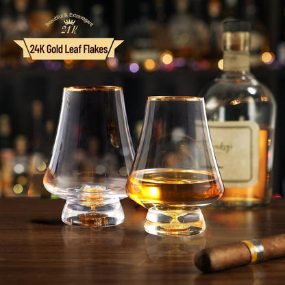Kristall Whisky Gläser 6er Set mit 24K Goldflocken