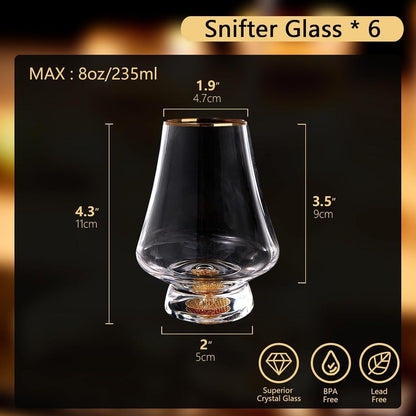 Kristall Whisky Gläser 6er Set mit 24K Goldflocken