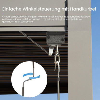 3x3m Lamellenpergola mit Entwässerung & Moskitonetz