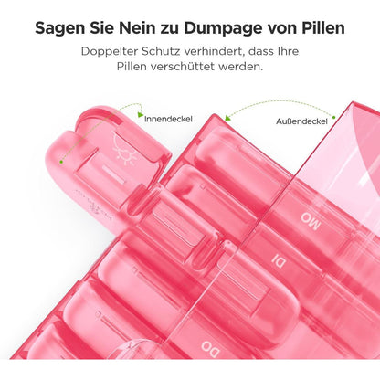 Wöchentliche Pillendose 7 Tage mit 3 Fächern, extra groß, Rosa