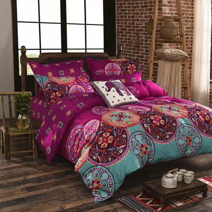 Boho Bettwäsche-Set 220x240 cm Lila mit Mandala