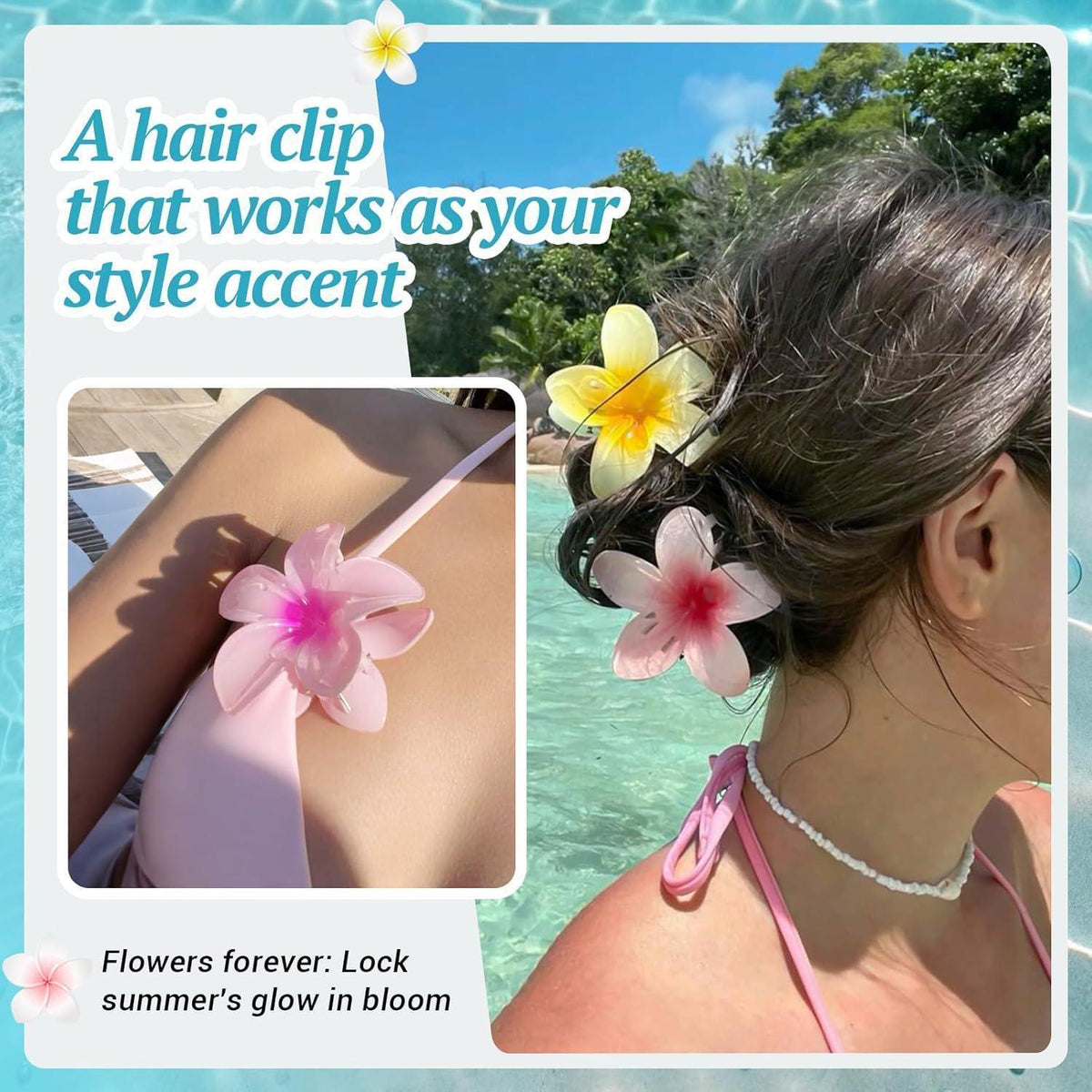 Blumen Haarklammern 8er Set - Bunte Kunststoff Spangen für Damen & Mädchen