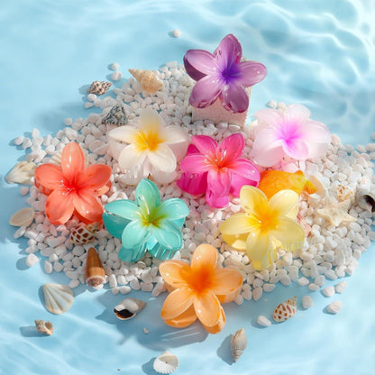 Blumen Haarklammern 8er Set - Bunte Kunststoff Spangen für Damen & Mädchen