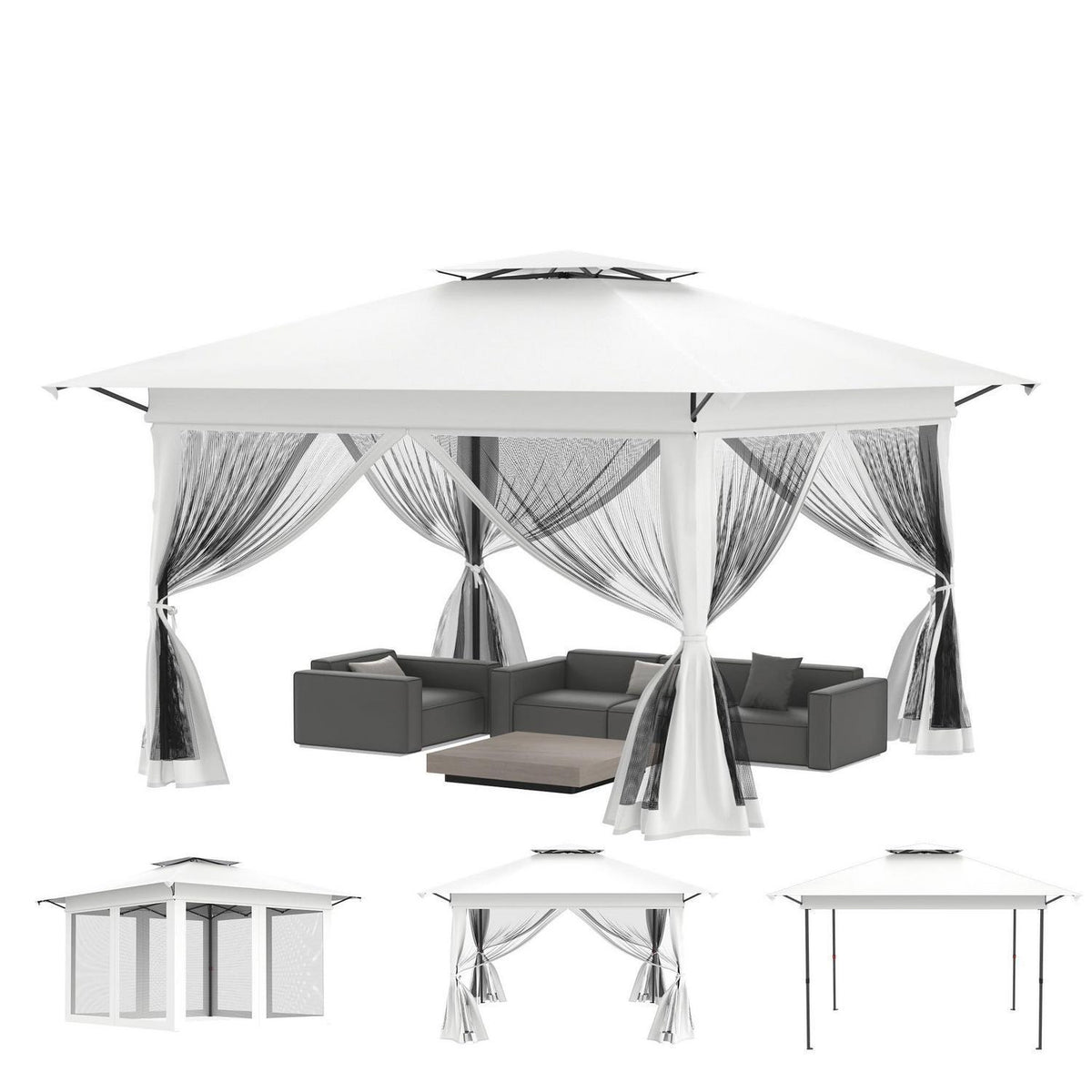 4x4m Faltpavillon mit UV-Schutz & Moskitonetz
