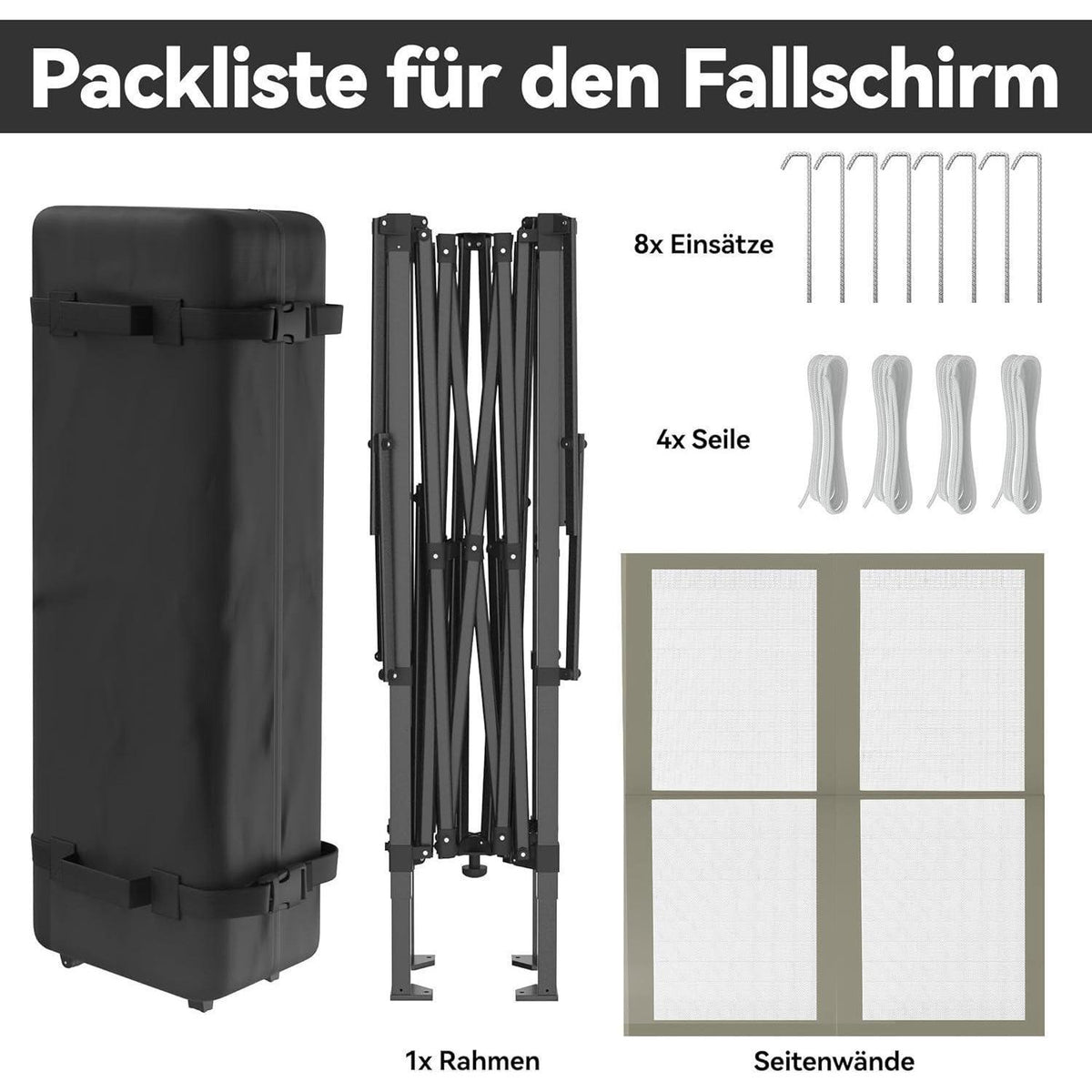 4x4m Faltpavillon mit UV-Schutz & Moskitonetz