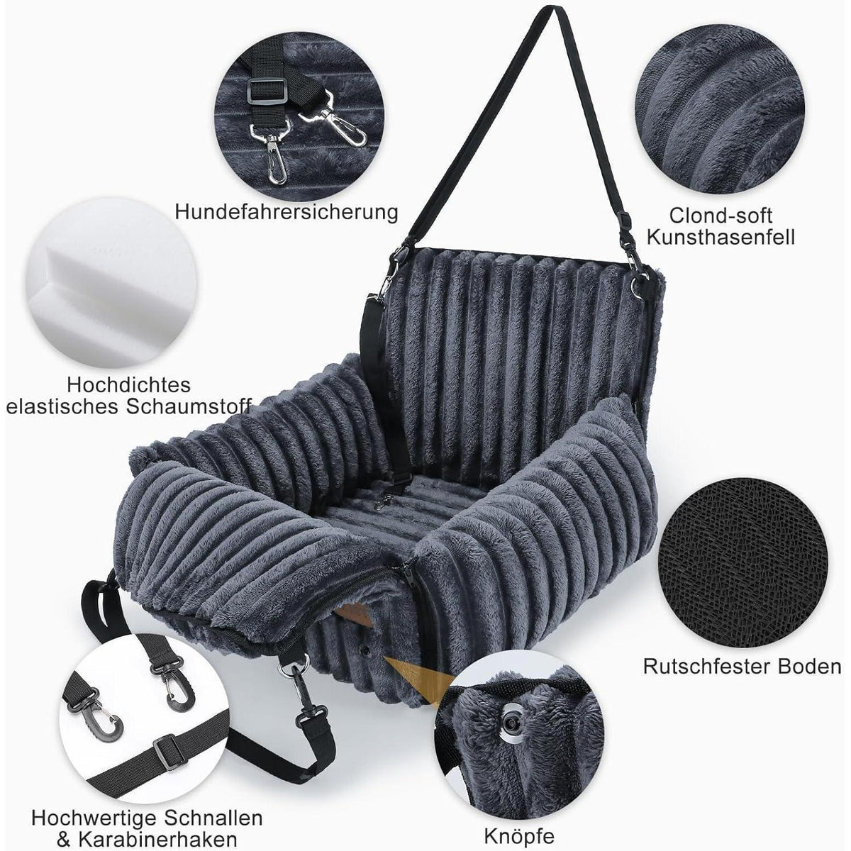 Hunde Autositz Memory Foam – Komfortabel & Sicher für kleine Hunde