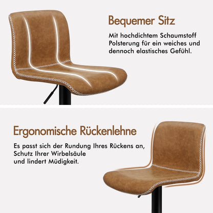 Vintage Barhocker Set Braun – Höhenverstellbar & Drehbar