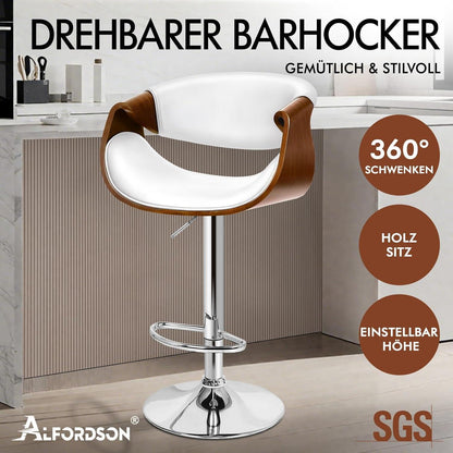 Verstellbarer Barhocker mit Fußstütze – Schwerlast, Weiß
